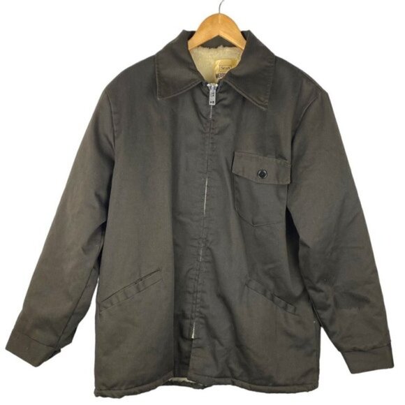 Sears Men's Vintage Brown Wearmaster Full Zip Sherpa Lined Work Jacket US M - Picture 3 of 11